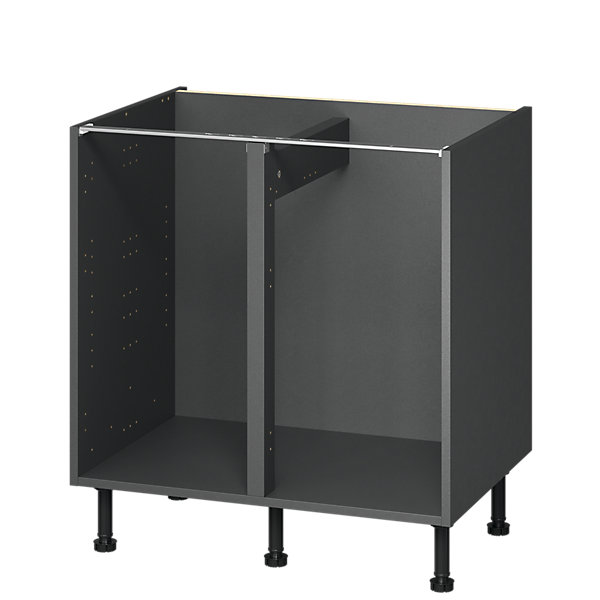 Caisson bas de cuisine Caraway GoodHome anthracite H. 72 cm x l. 80 cm