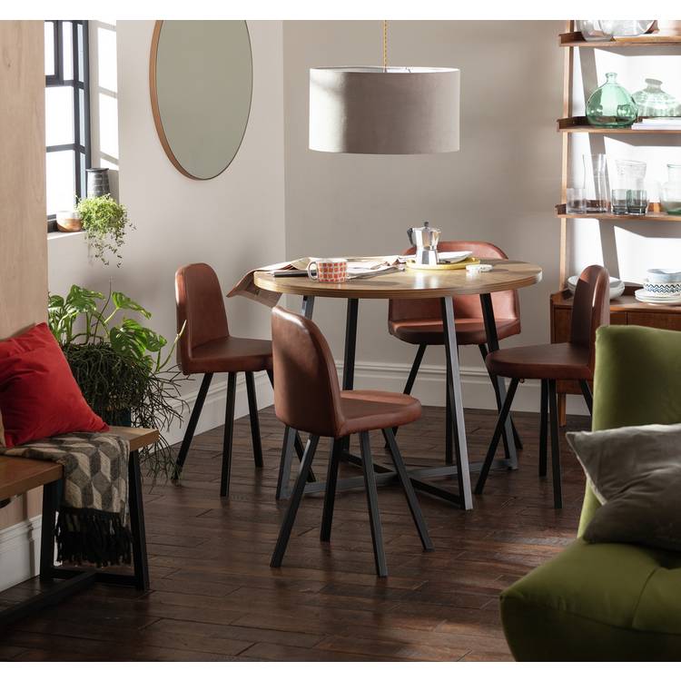 Habitat Nomad Oak Dining Table & 4 Chocolate Chairs