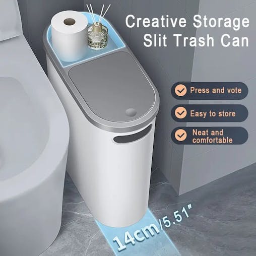 NNETM 1pc Bathroom Trash Can with Lid