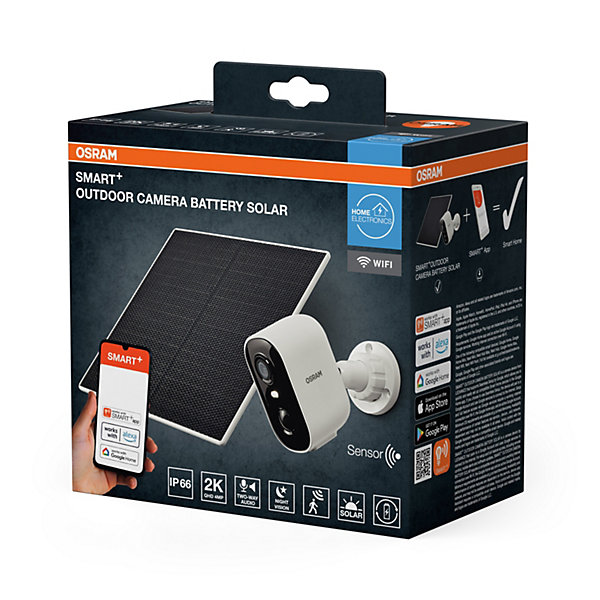 OSRAM Caméra extérieureSMART  WiFi batterie solaire 4MP 2K IP66 blanche