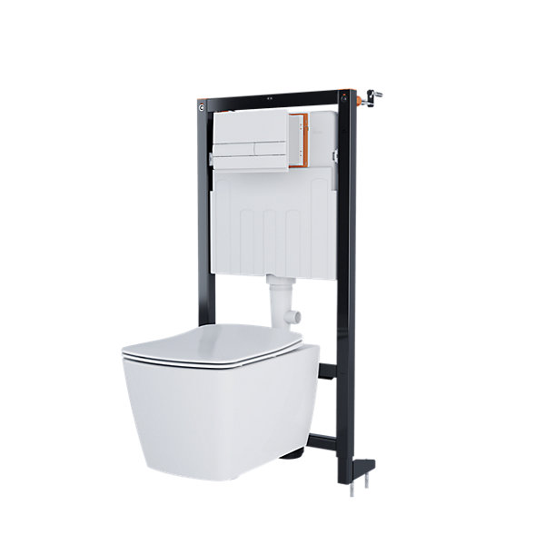 Pack WC suspendu blanc cuvette sans bride Levanna et bâti-support sol et mur Silgo GoodHome