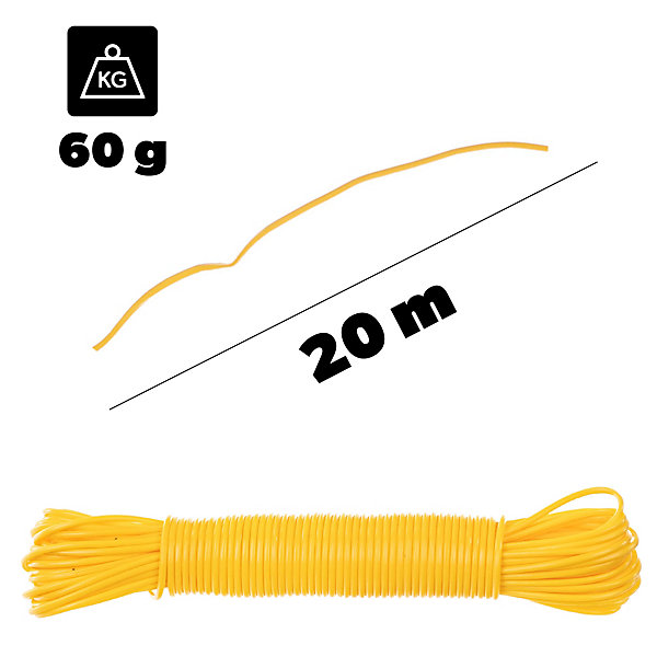 KADAX Corde à Linge Corde à Linge 20 mètres Forte avec Insert Corde de Balcon