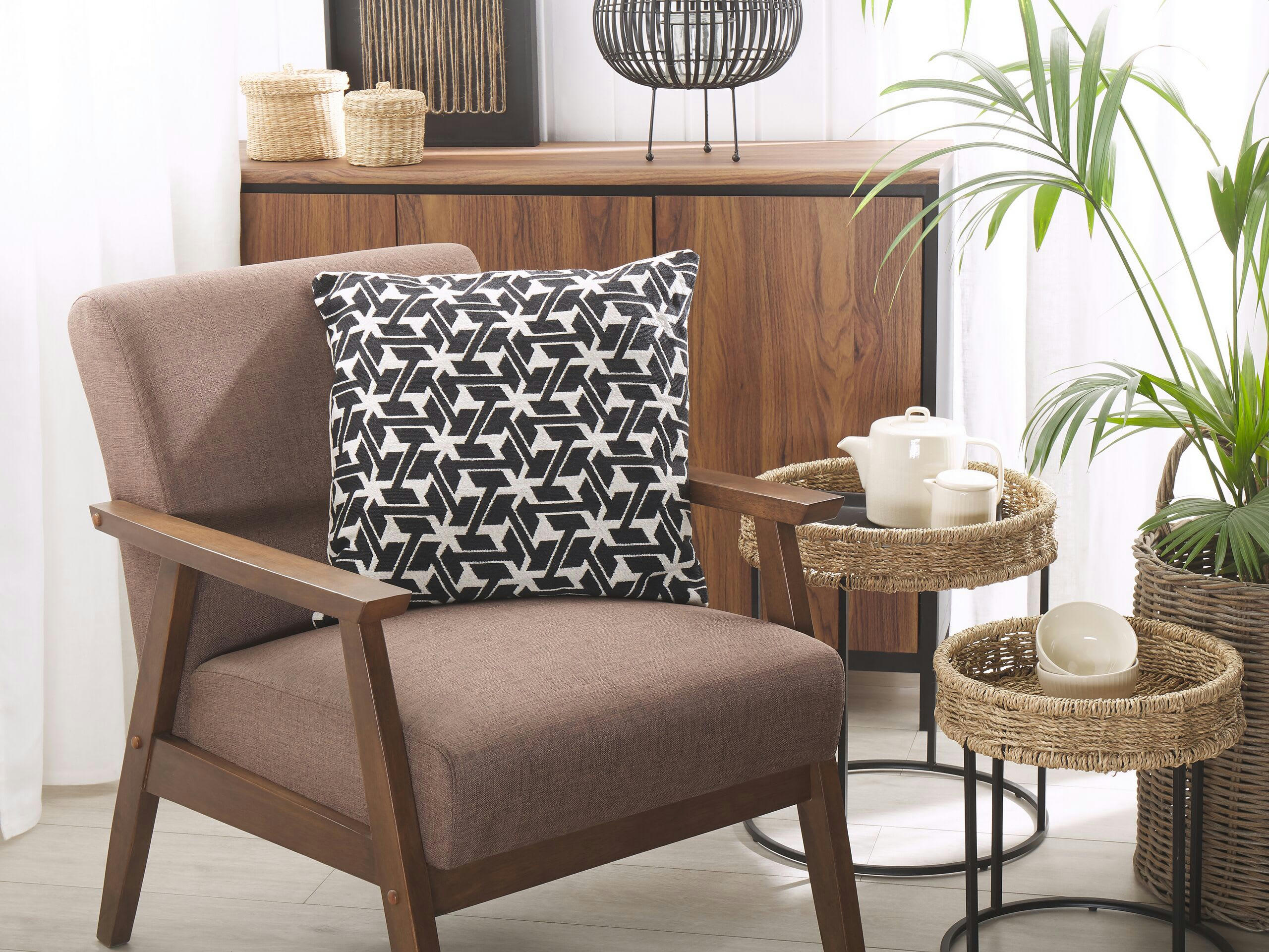 ANDIRIN - Lot de 2 coussin décoratifs en tissu noir 45x12cm