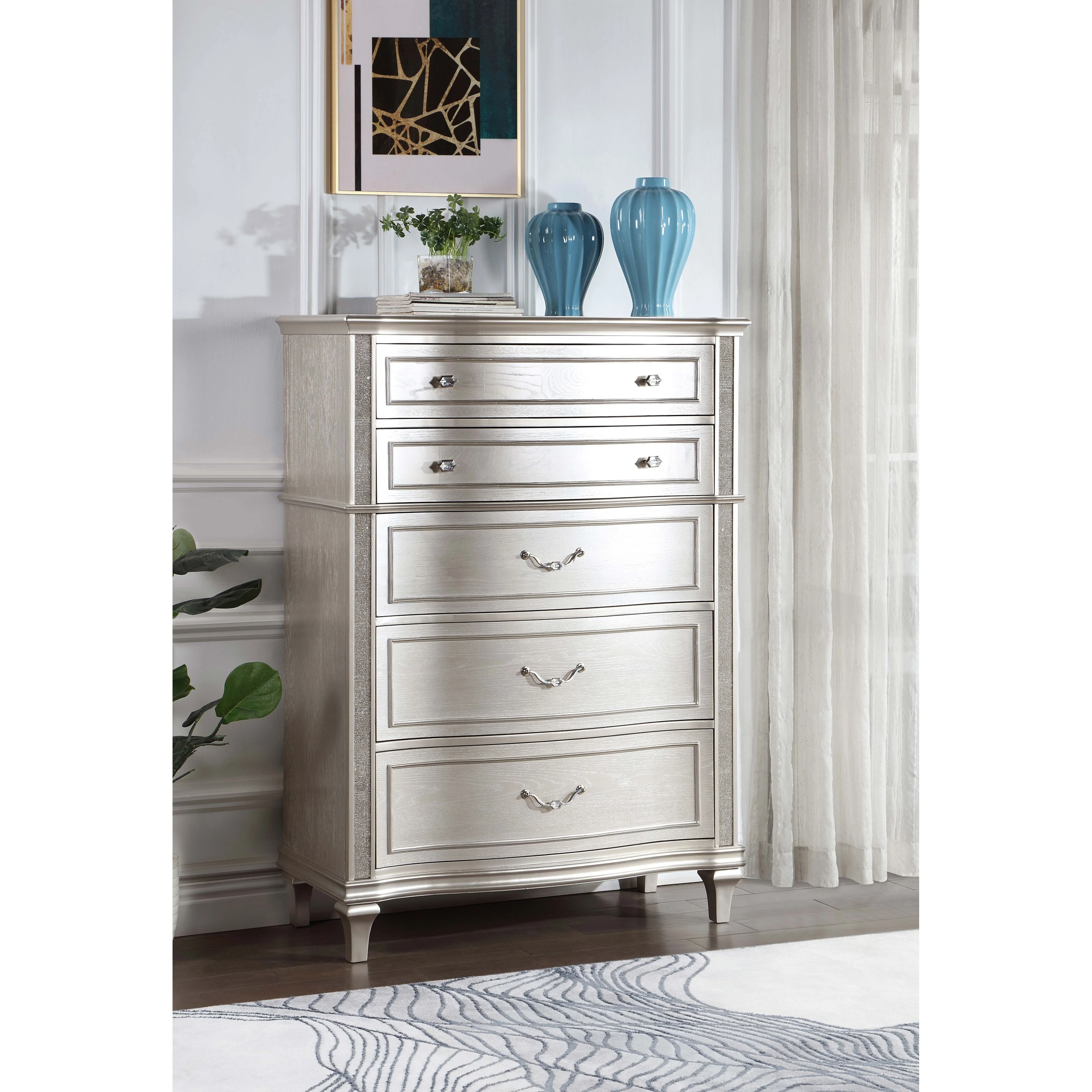 Evangeline 6-drawer Bedroom Chest Silver Oak