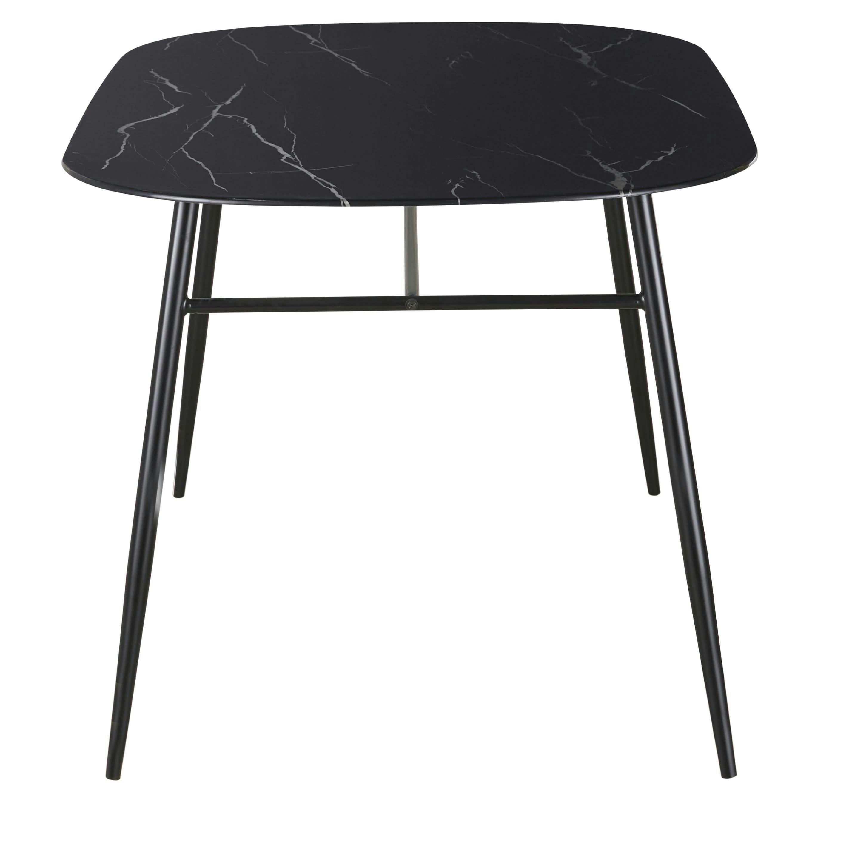 Rhea - Table à manger en verre imprimé marbre 4 personnes L140