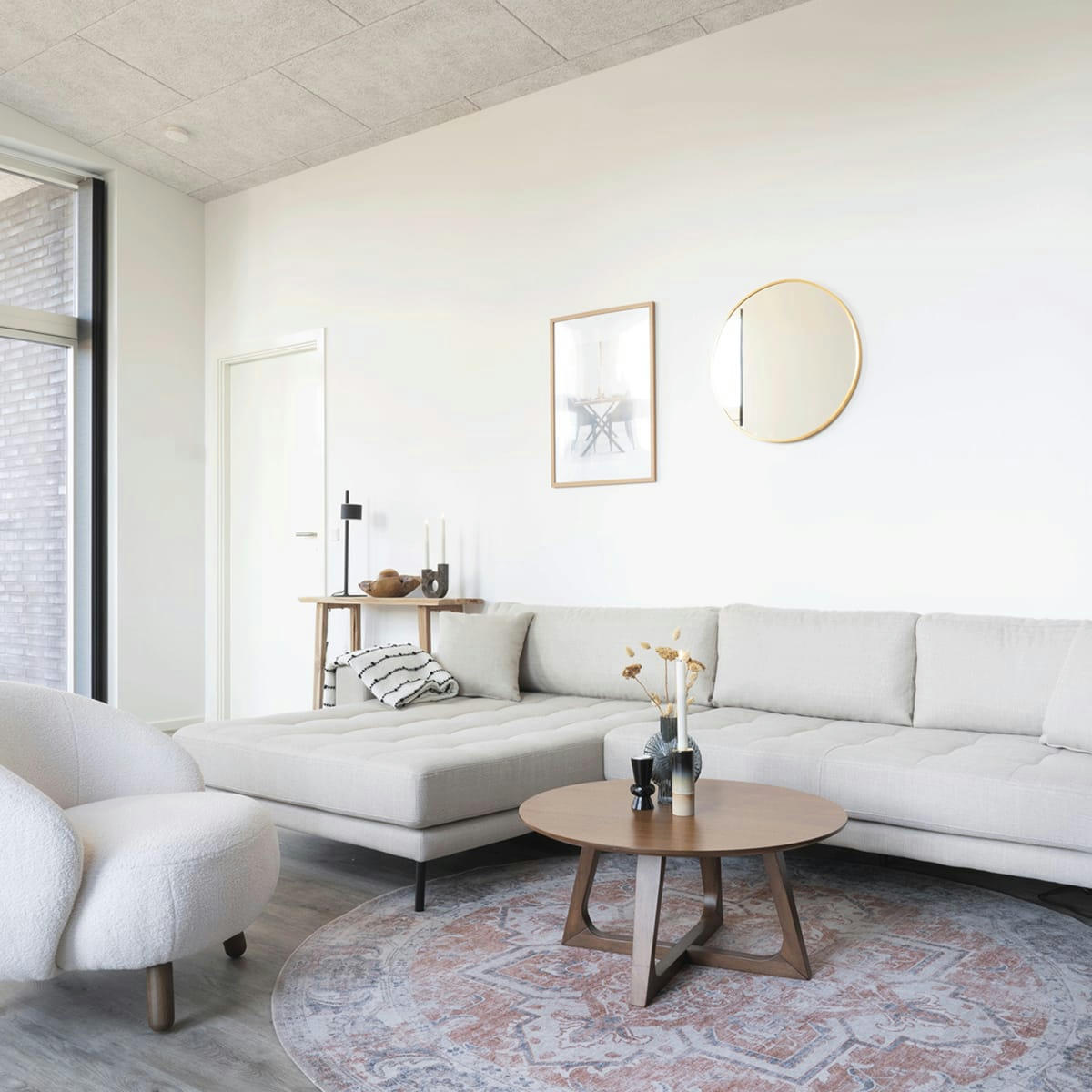 VIEJA - Tapis rond 2 mètres style ethnique orange