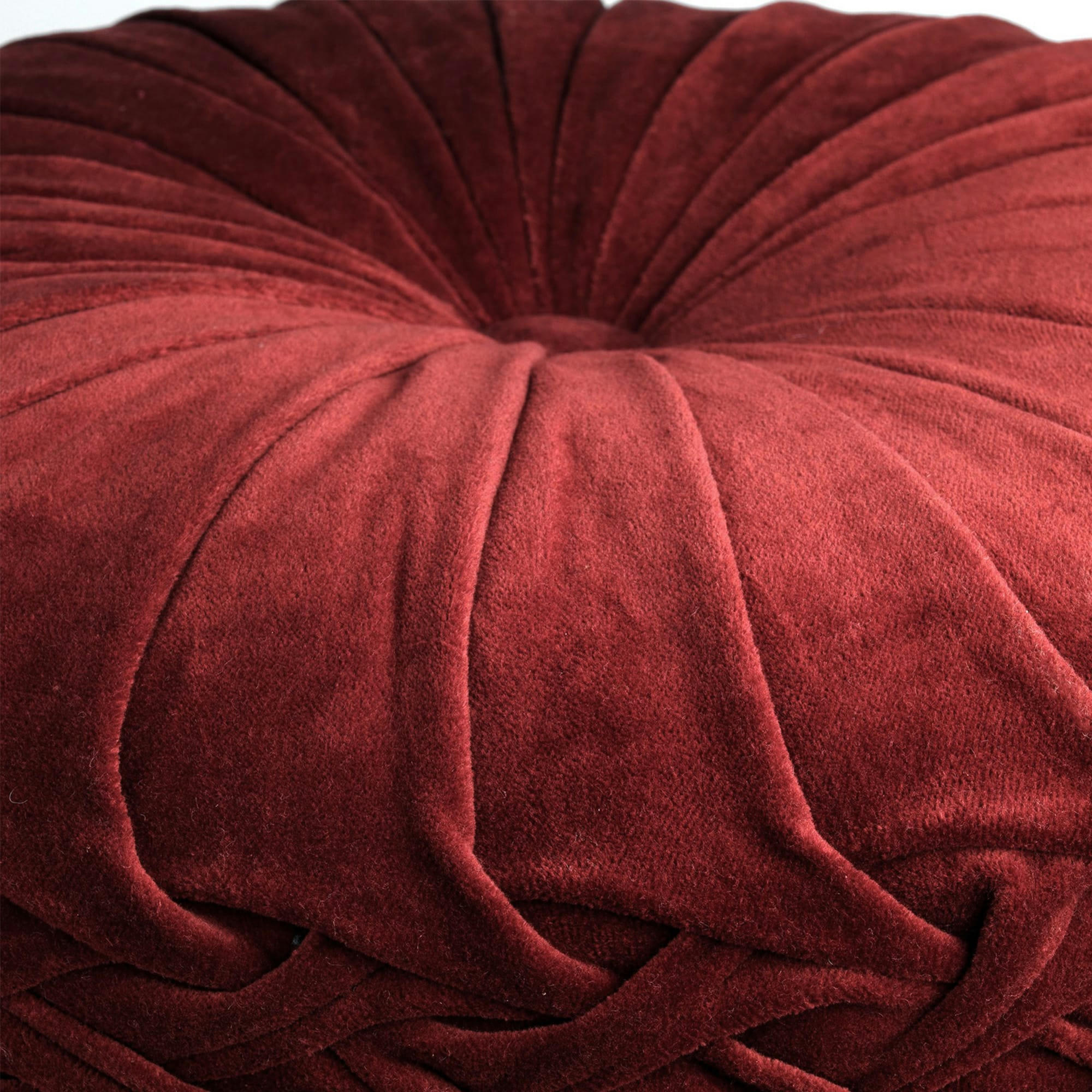 KAJA - Coussin rond rouge en velours 40 cm uni