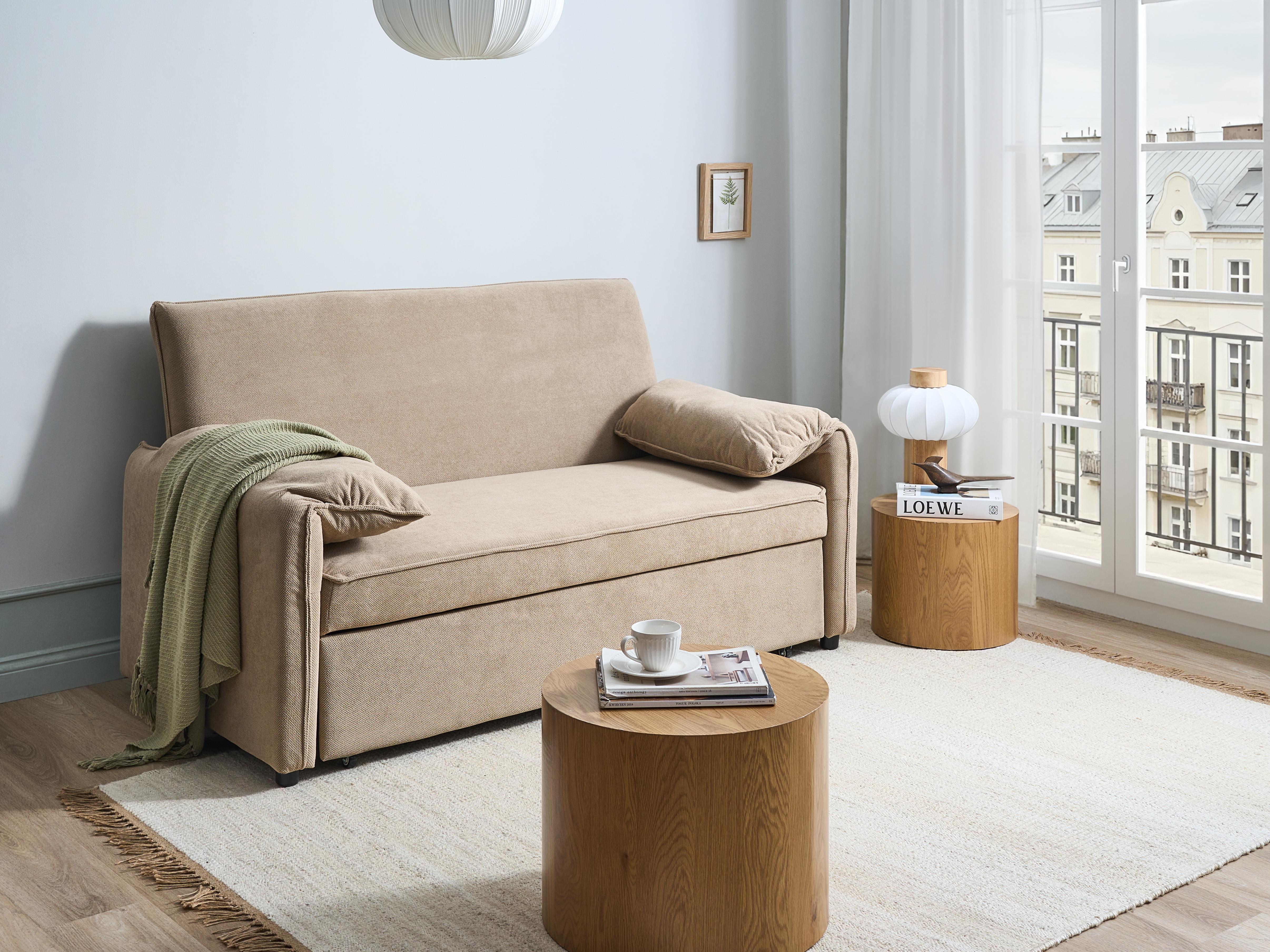 Sofa Bed HORMA Fabric Light Brown
