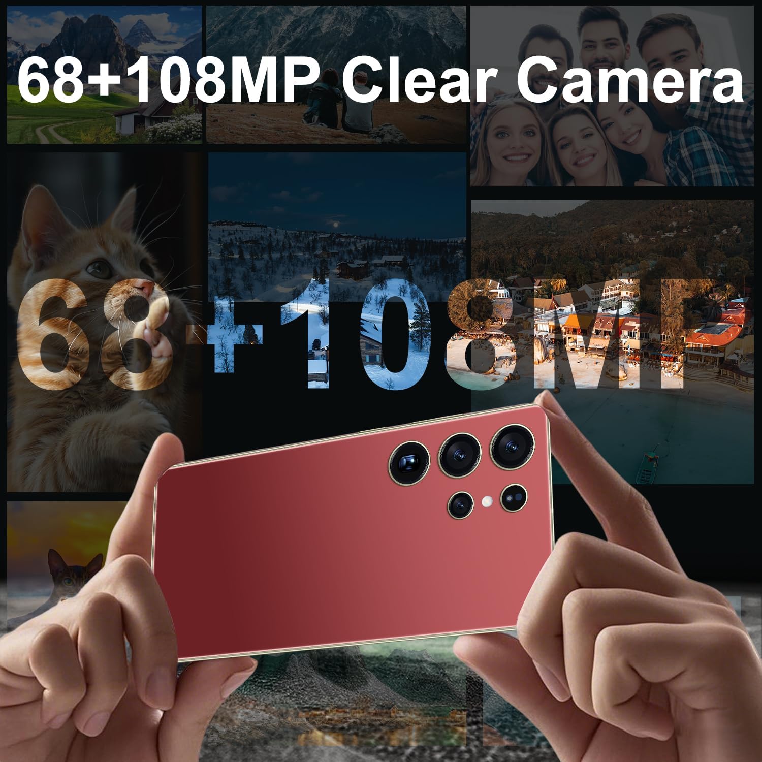 BXV I25 Ultra 16+512GB Smartphone - 7000mAh Battery, 6.99-inch Display, Built-in Pen, Android 14, Snapdragon 8 Gen3, 68MP+108MP Camera Outperform Competitors in Speed & Power (Wine Red)