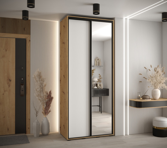 Szafa przesuwna 45 wysoka Davos 3 110 artisan biały czarny