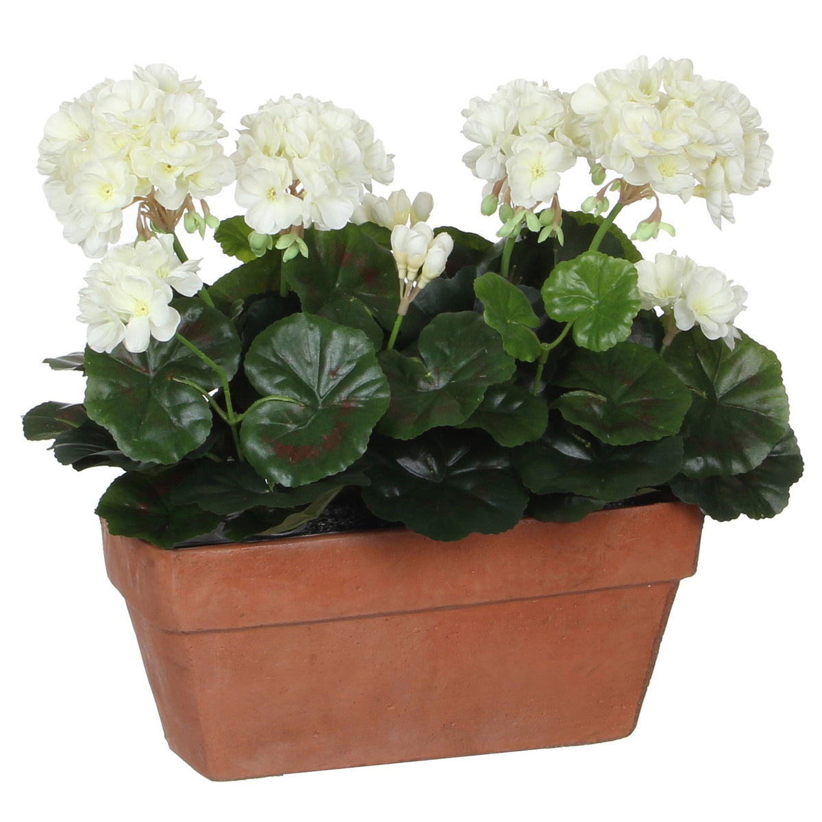 Mica Decorations Geranium Kunstplant in Balkonbak - L29 x B13 x H40 cm - Wit