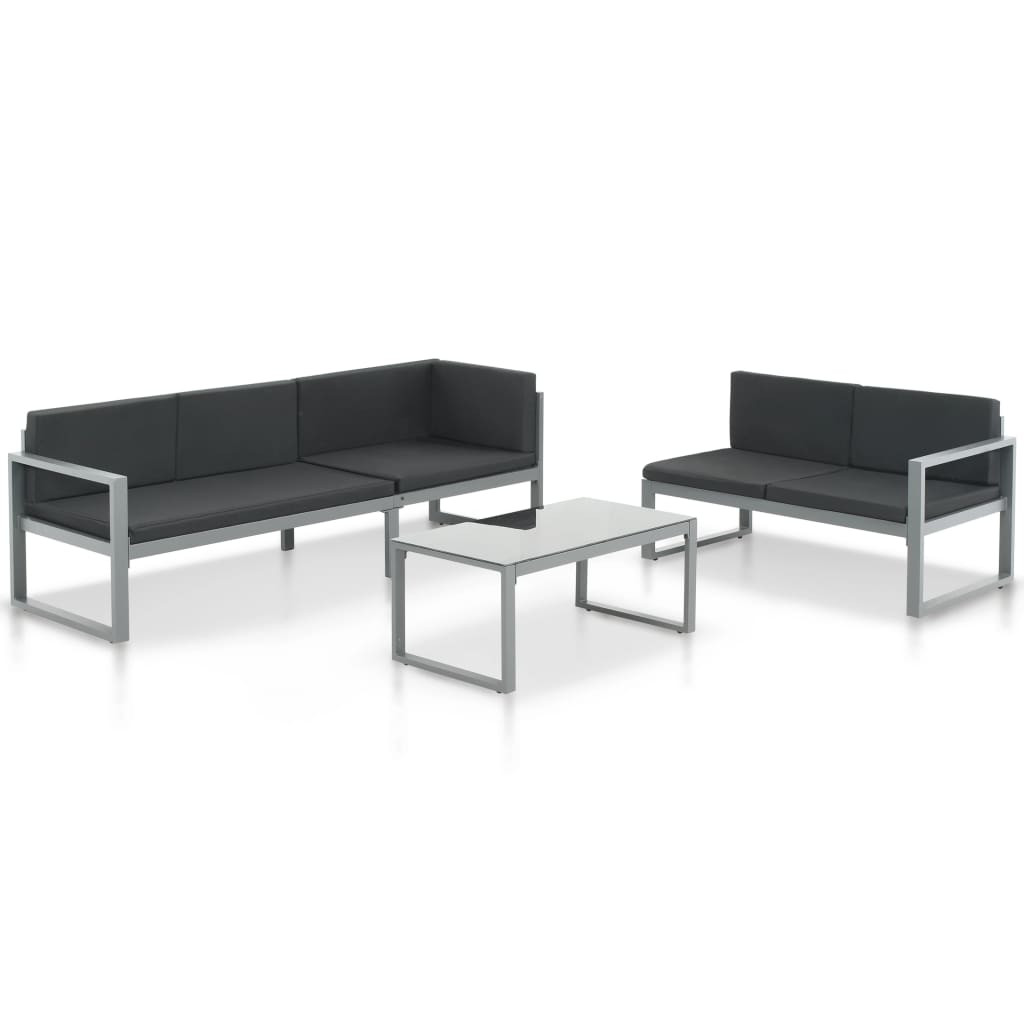 VidaXL Zestaw mebli ogrodowych CzarnyAluminium