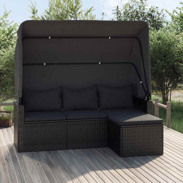 Sofa ogrodowa 3-osobowa Czarny Technorattan vidaXL