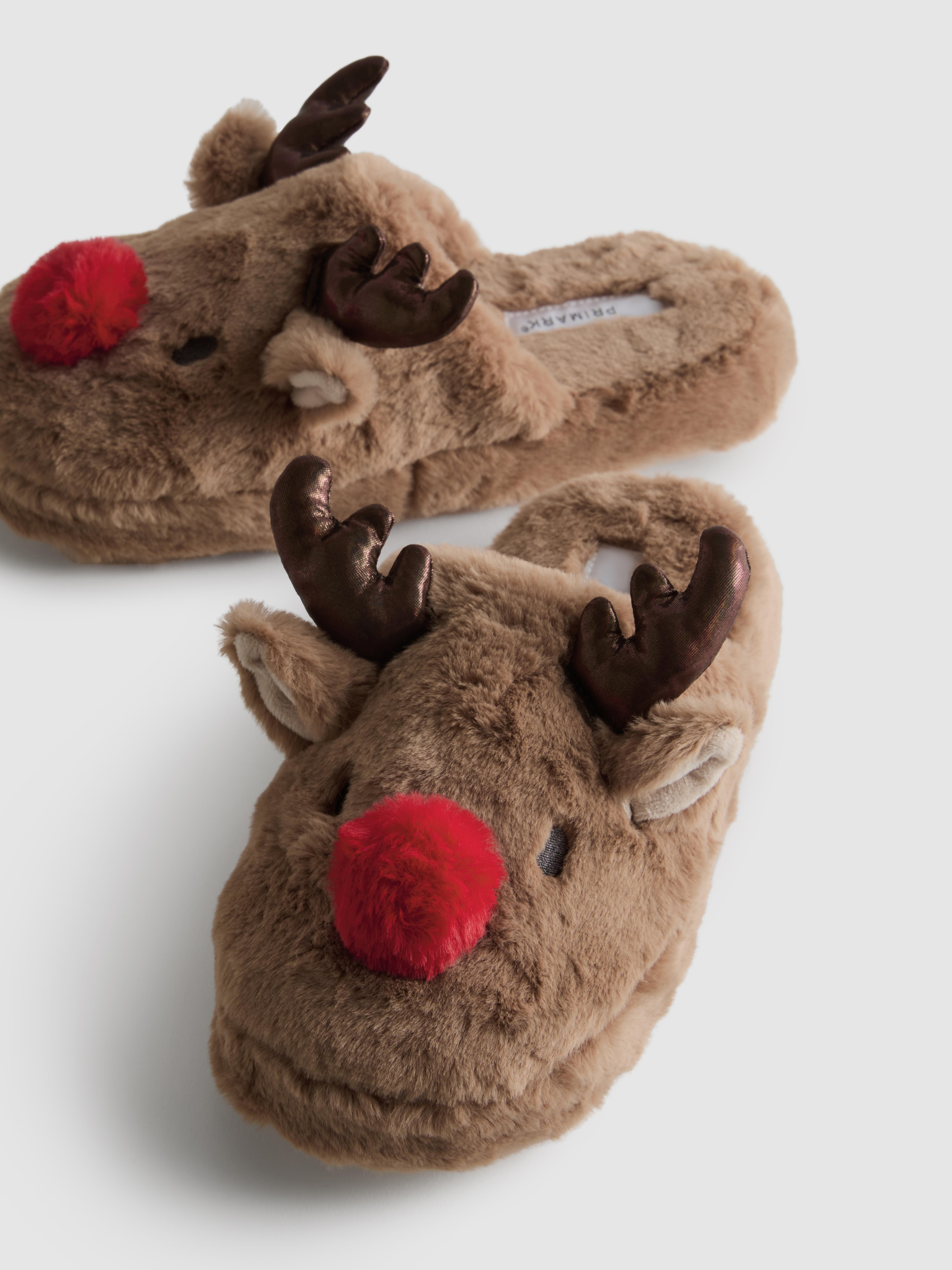 Christmas Reindeer Fluffy Mule Slippers