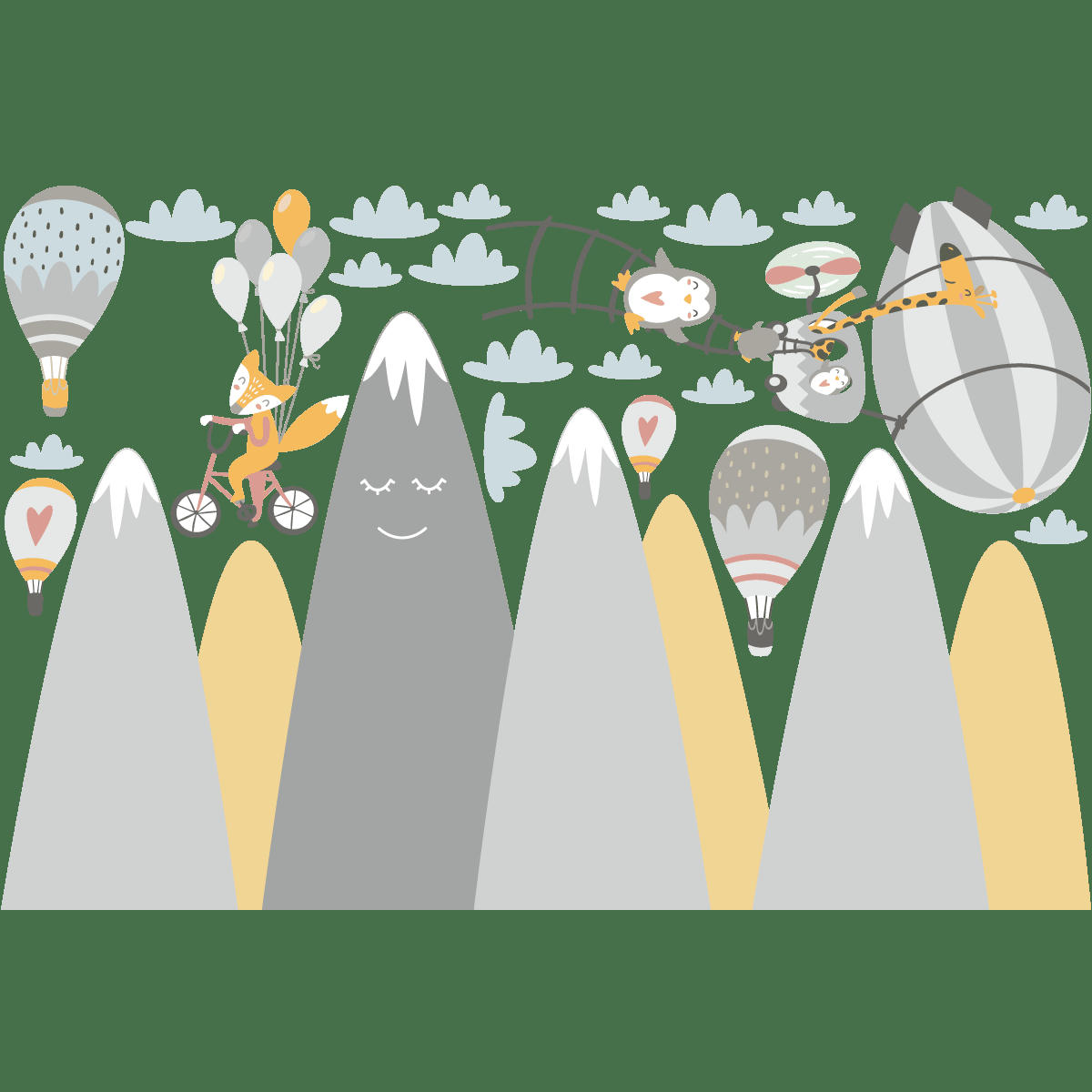 - Stickers enfant montagnes scandinaves animaux magiques 60x90cm