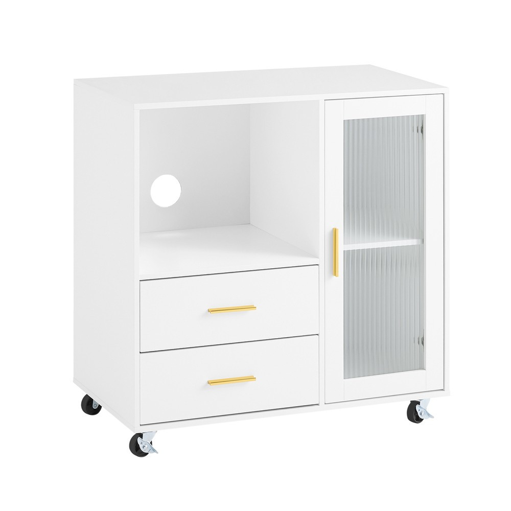 SoBuy Kontener biurowy z 2 szufladami Biały 75x40x75.5cm Nowoczesny ASK09-W