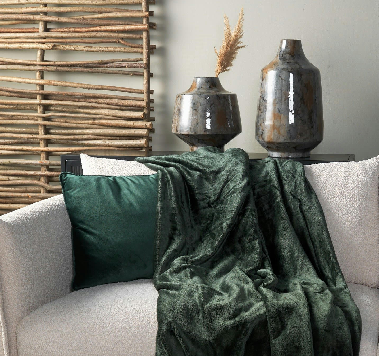 FINN - Housse de coussin vert en velours-45x45 cm uni