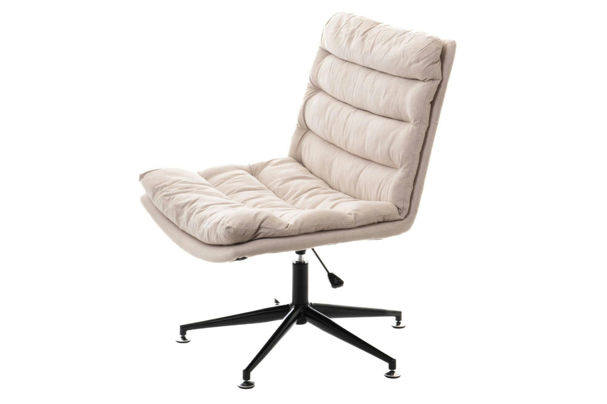 VIEL - Fauteuil contemporain pivotant beige avec pied central