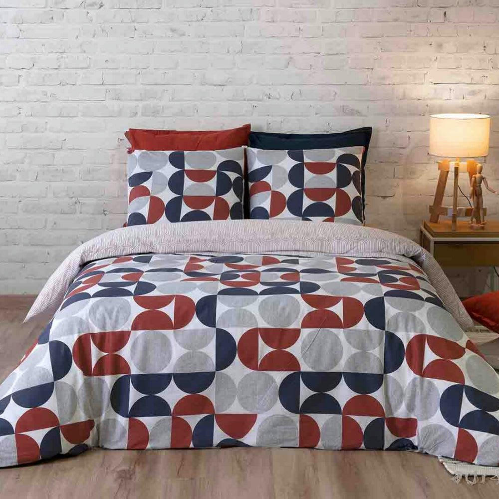 - Parure de lit 2 places coton à motifs 240x260 cm