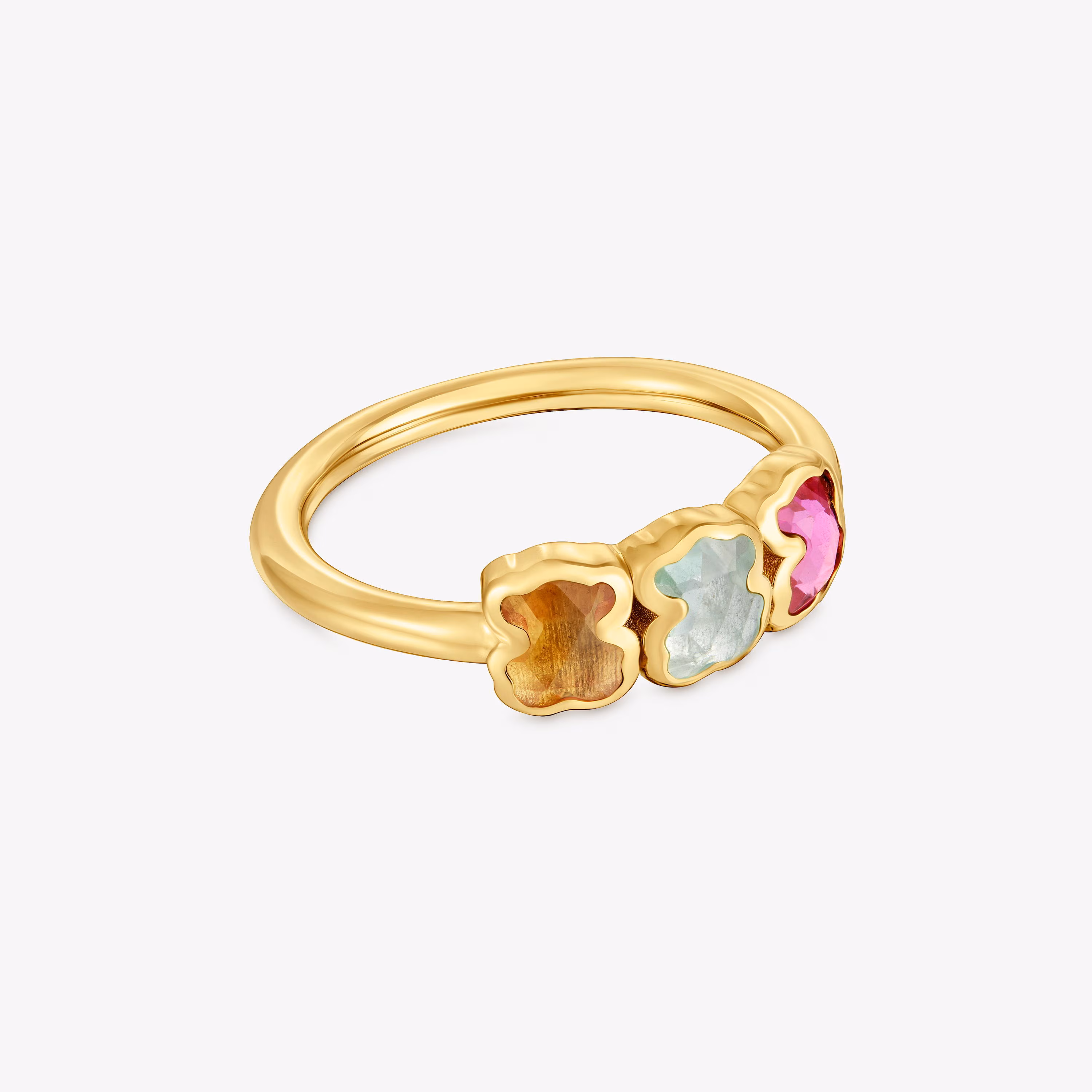 Anillo con baño de oro 18 kt sobre plata y gemas creadas en laboratorio Icon Color LGG