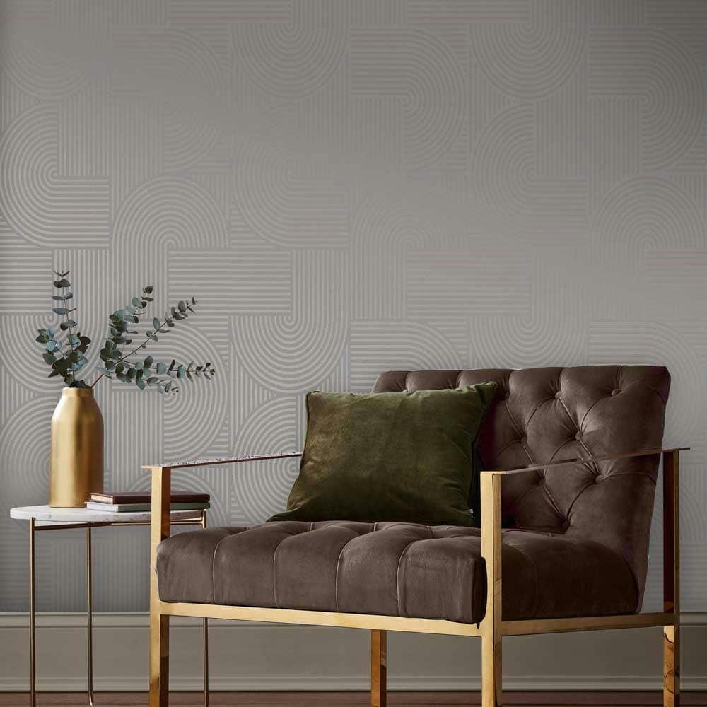 - papier peint centra gris doré 1005x52cm