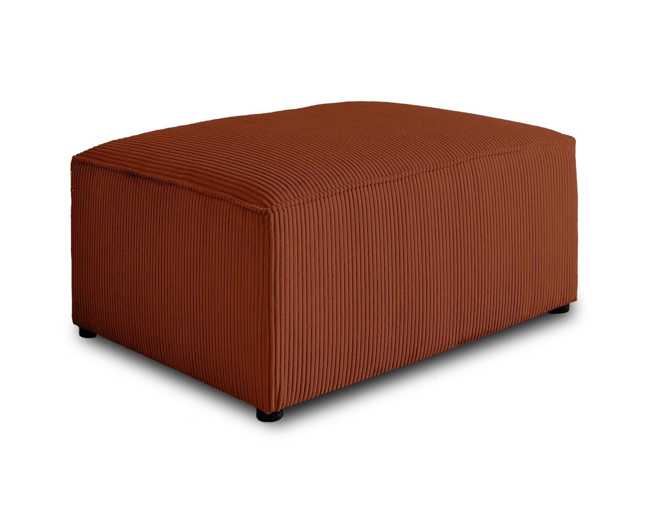 TOPAZE - Pouf en velours côtelé terracotta