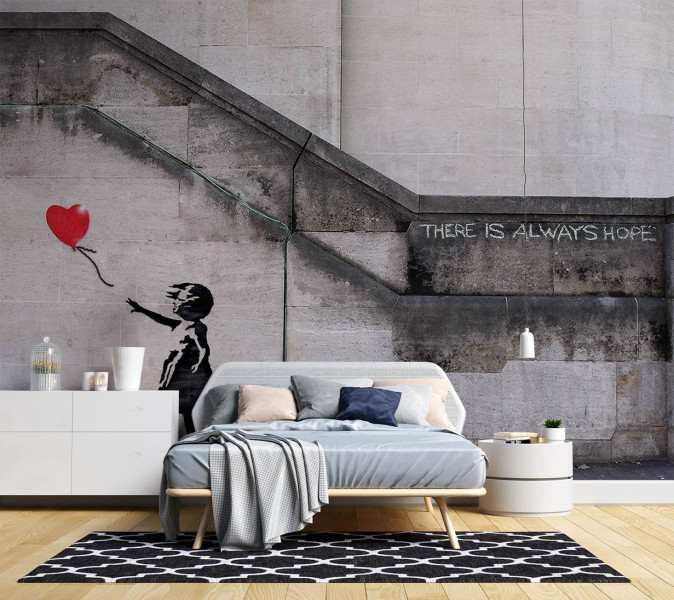 Feeby Fototapeta, Dziewczynka z balonikiem Banksy graffiti 150x105