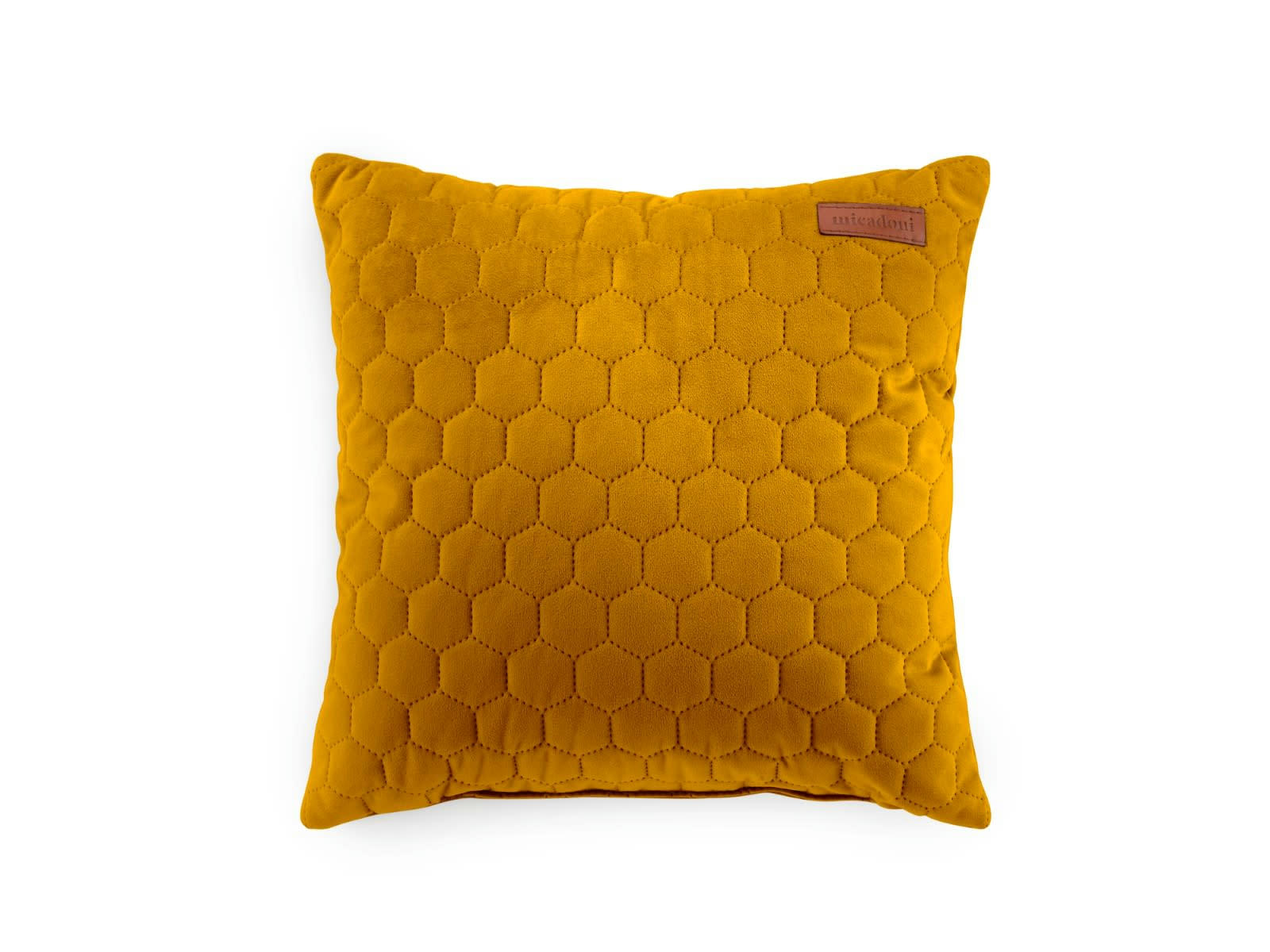DONA - Coussin en tissu velours jaune 36x36x16cm