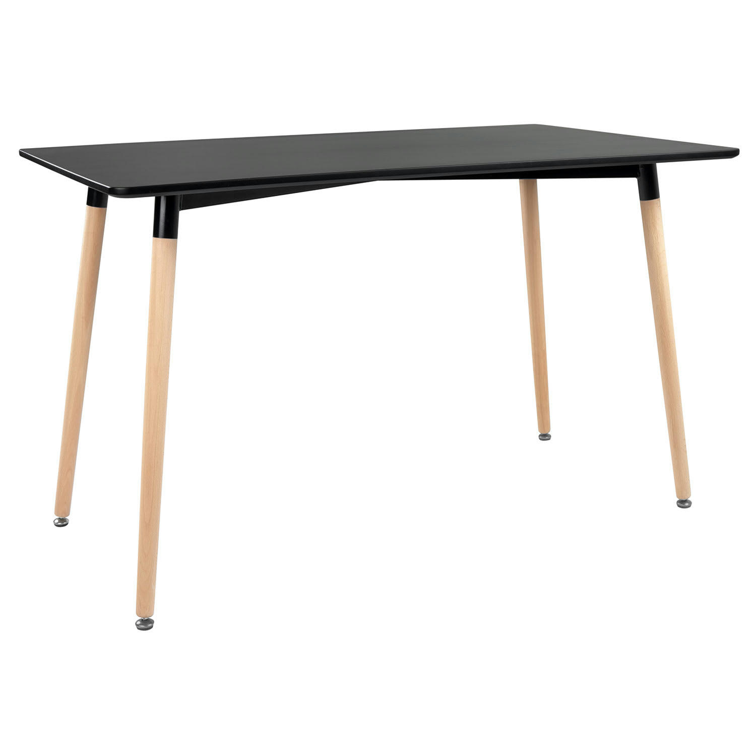 PIA - Table à manger rectangulaire style scandinave noire et bois de hêtre