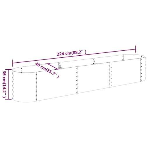 NNEVL Garden Planter Powder-coated Steel 224x40x36 cm Grey