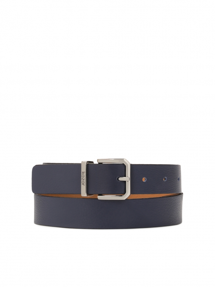 Navy blue narrow belt with metal loop