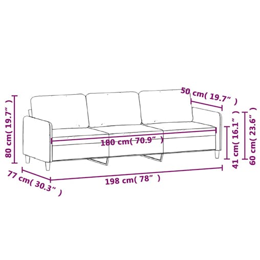 NNEVL 3-Seater Sofa Dark Grey 180 cm Velvet