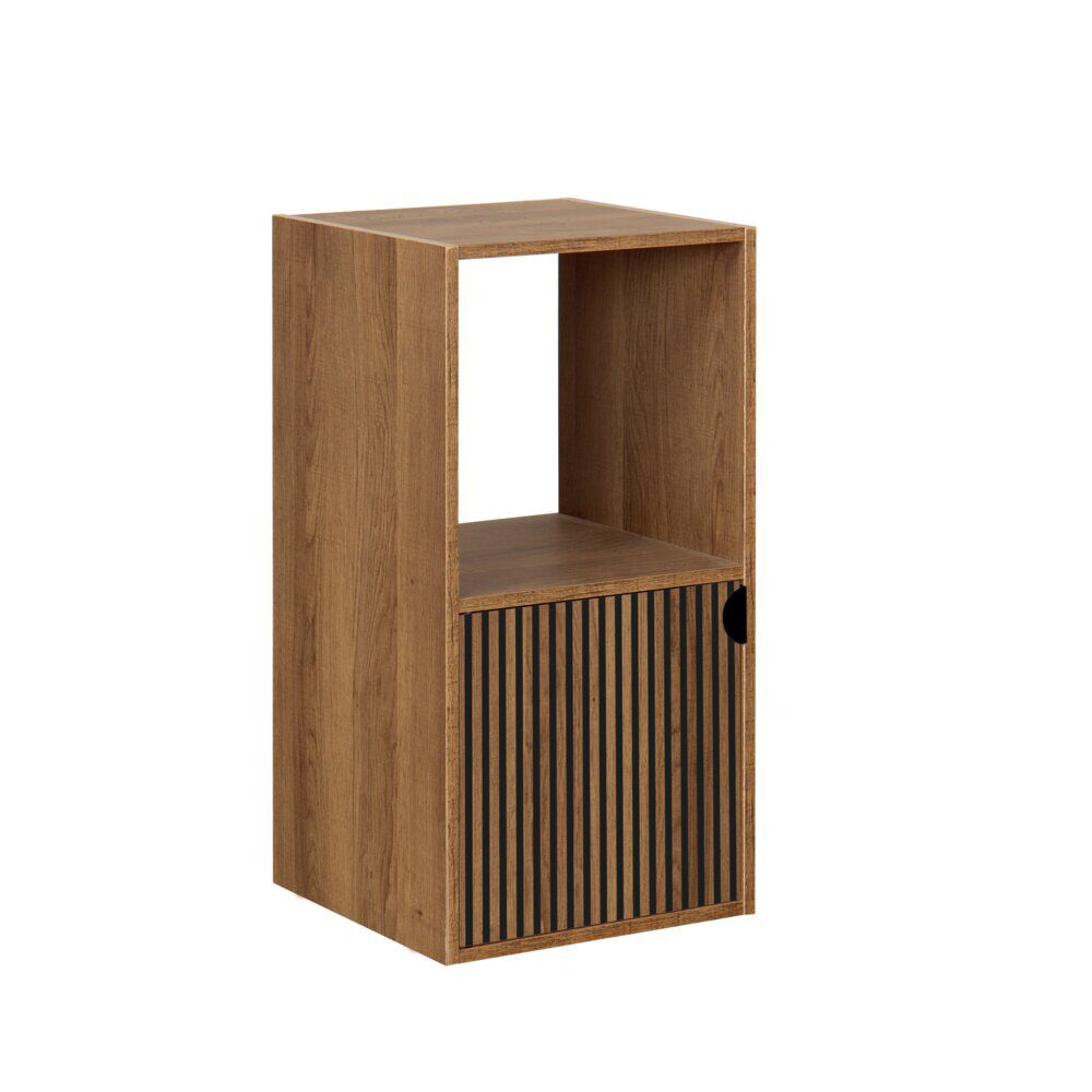 étagère Adam 2 cases dont 1 porte bois marron 30x29,5xH60,5cm