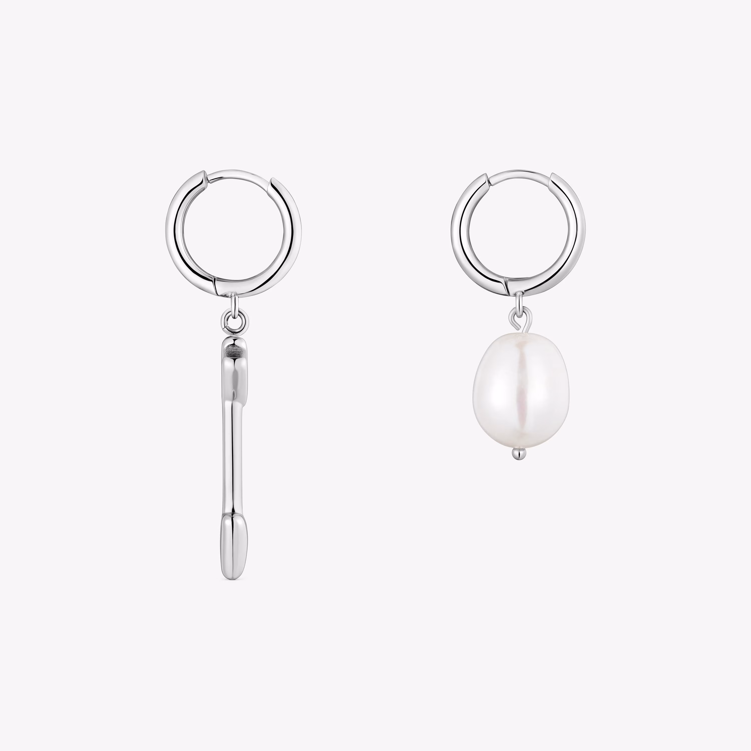 Pendientes de aro de acero, perla cultivada y motivo flecha TOUS Charming