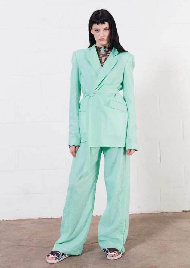 House of Holland Ripstop Tailored Jacket in Mint Green
