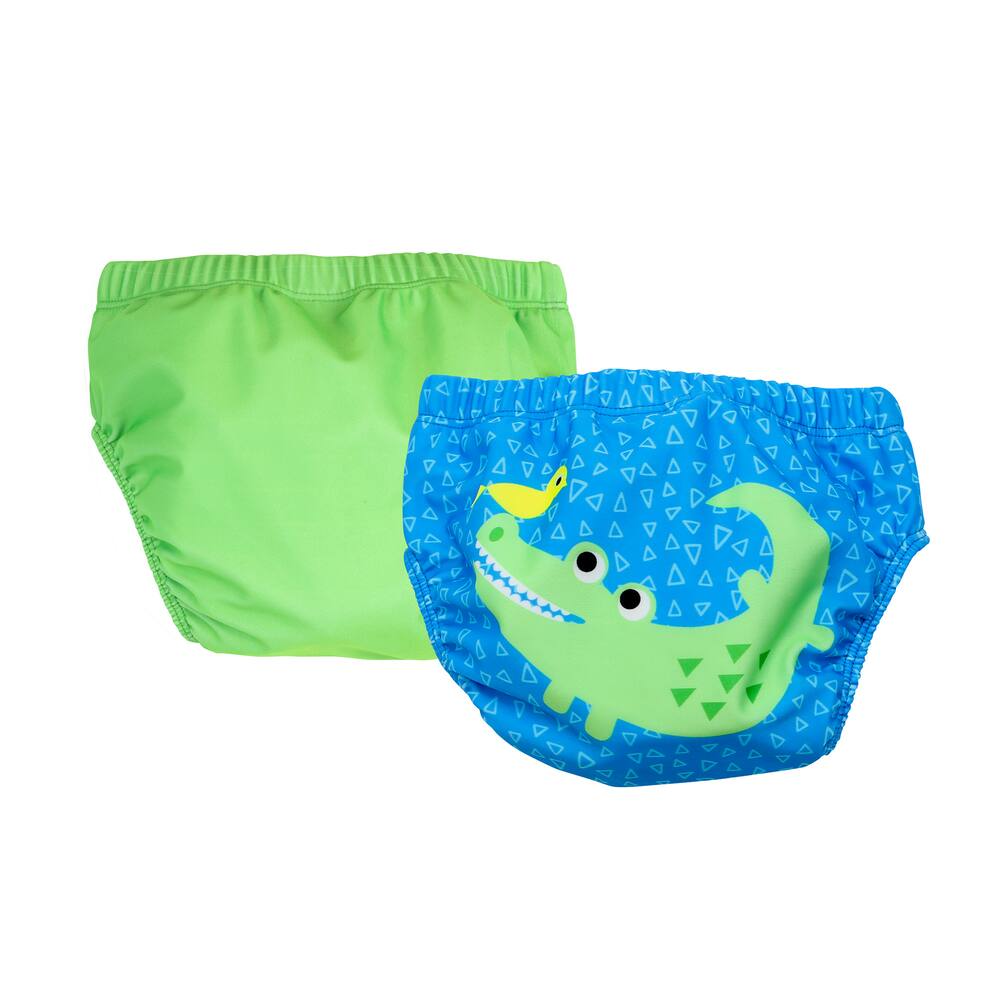 ZOOCCHINI Baby/Toddler Reusable Swim Diaper Set - Aiden the Alligator - 2T-3T, 2-pc