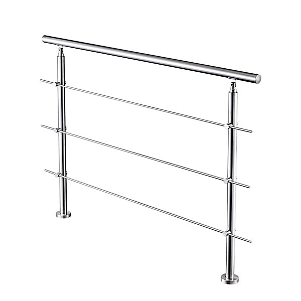 Garde-corps 180cm avec main courante, en acier inoxydable 201, pour intérieur et extérieur, garde-corps avec 3 traverses
