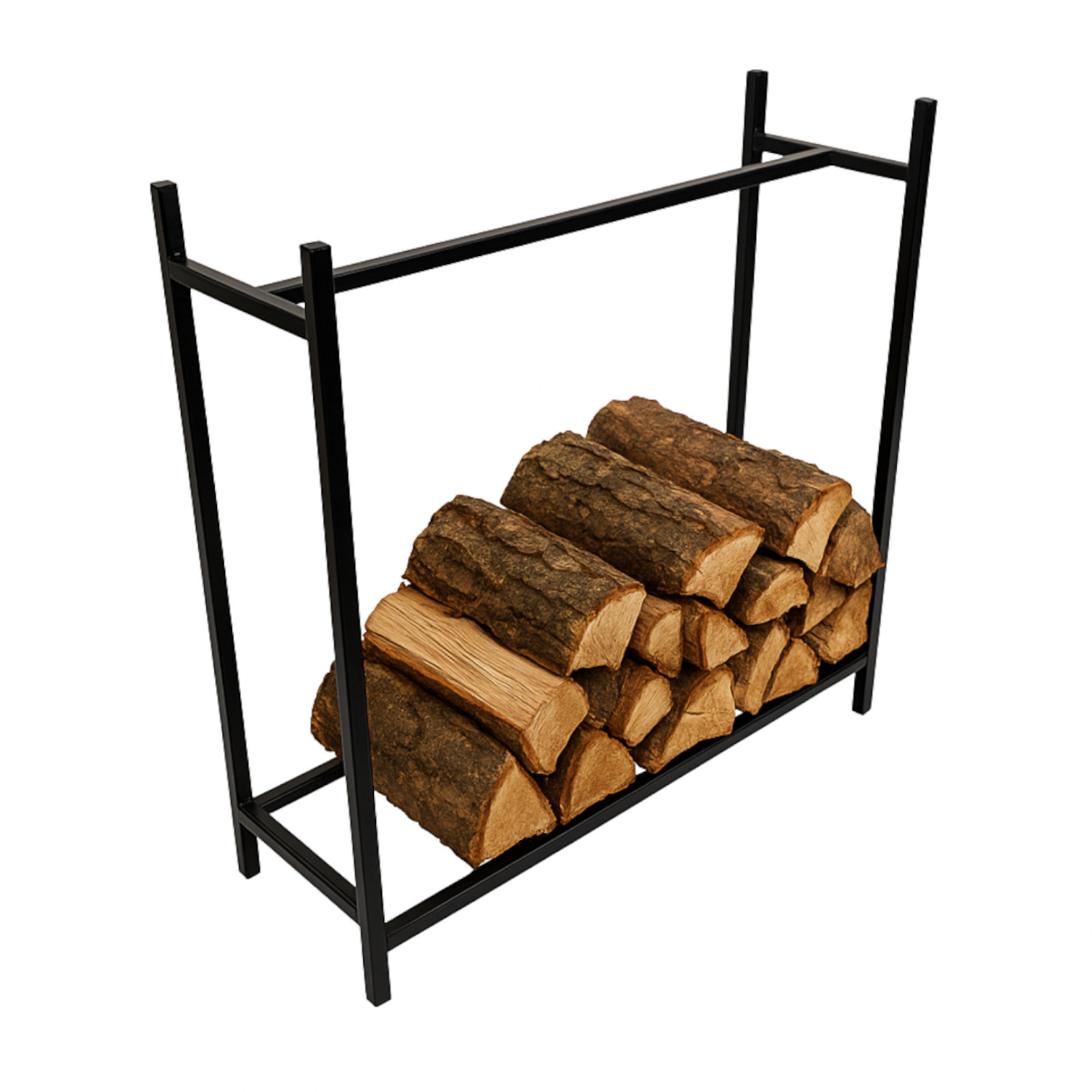 Stojak na drewno kominkowe metalowy czarny regał na opał do kominka 110x35