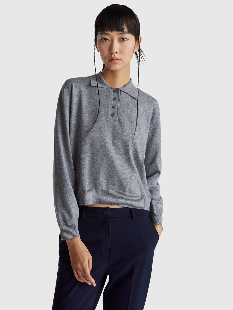 Knit polo in viscose blend