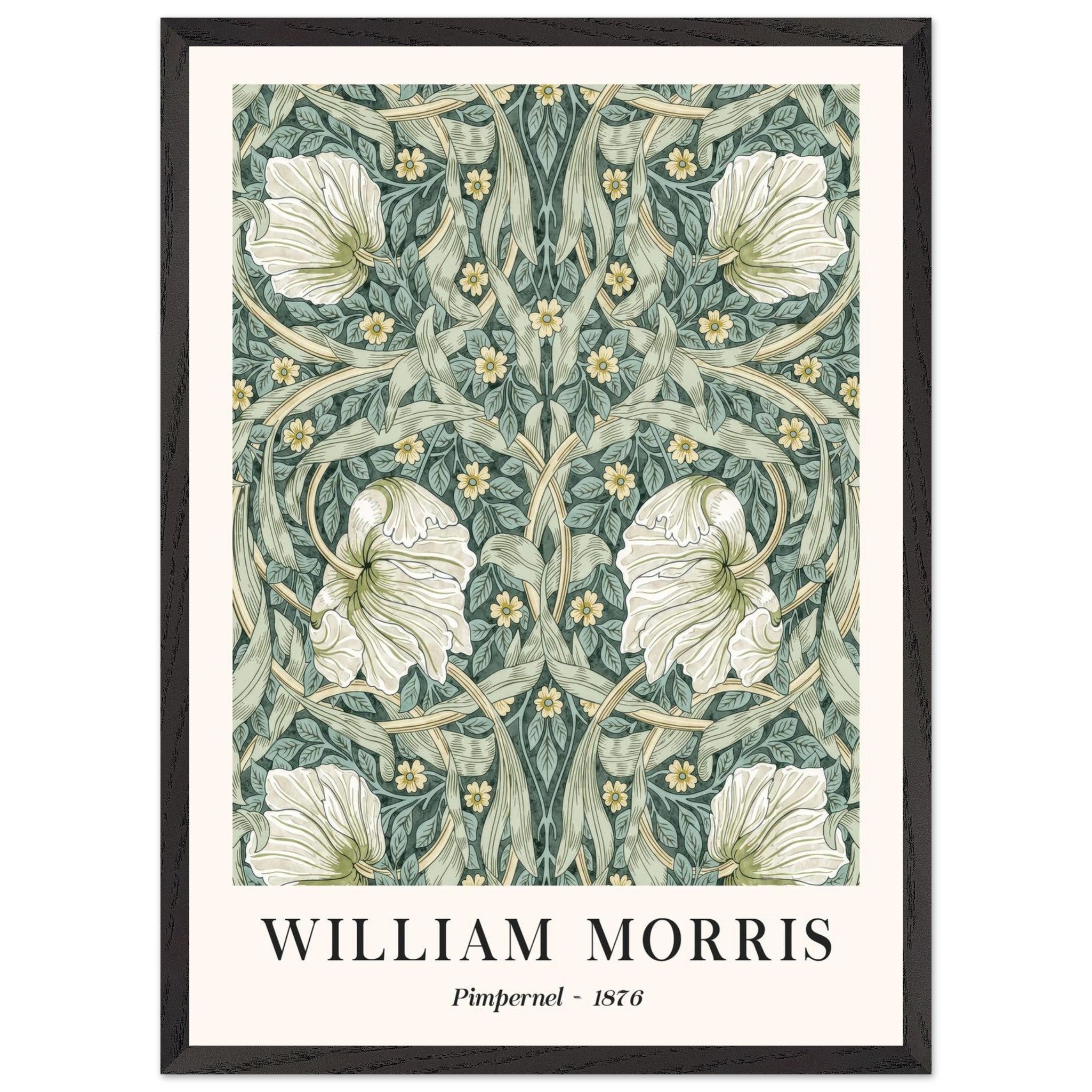 Artfulprints Poster met Lijst William Morris - Pimpernel 1876  - 50x70 cm - Groen