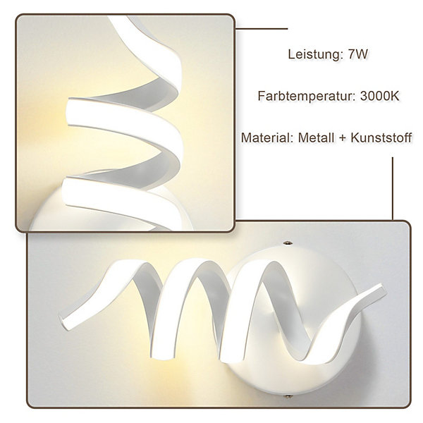 NETTLIFE Applique murale LED d'intérieurmoderne 7 W pour escalier Blanc chaud 3000 K