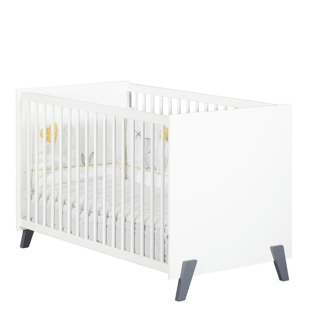 JOY - Lit bébé 120 x 60 sur pieds en bois blanc
