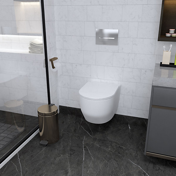 AICA Sans Bride WC Suspendu Abattant Ultra Fin Soft-Close 52,5x36x36cm