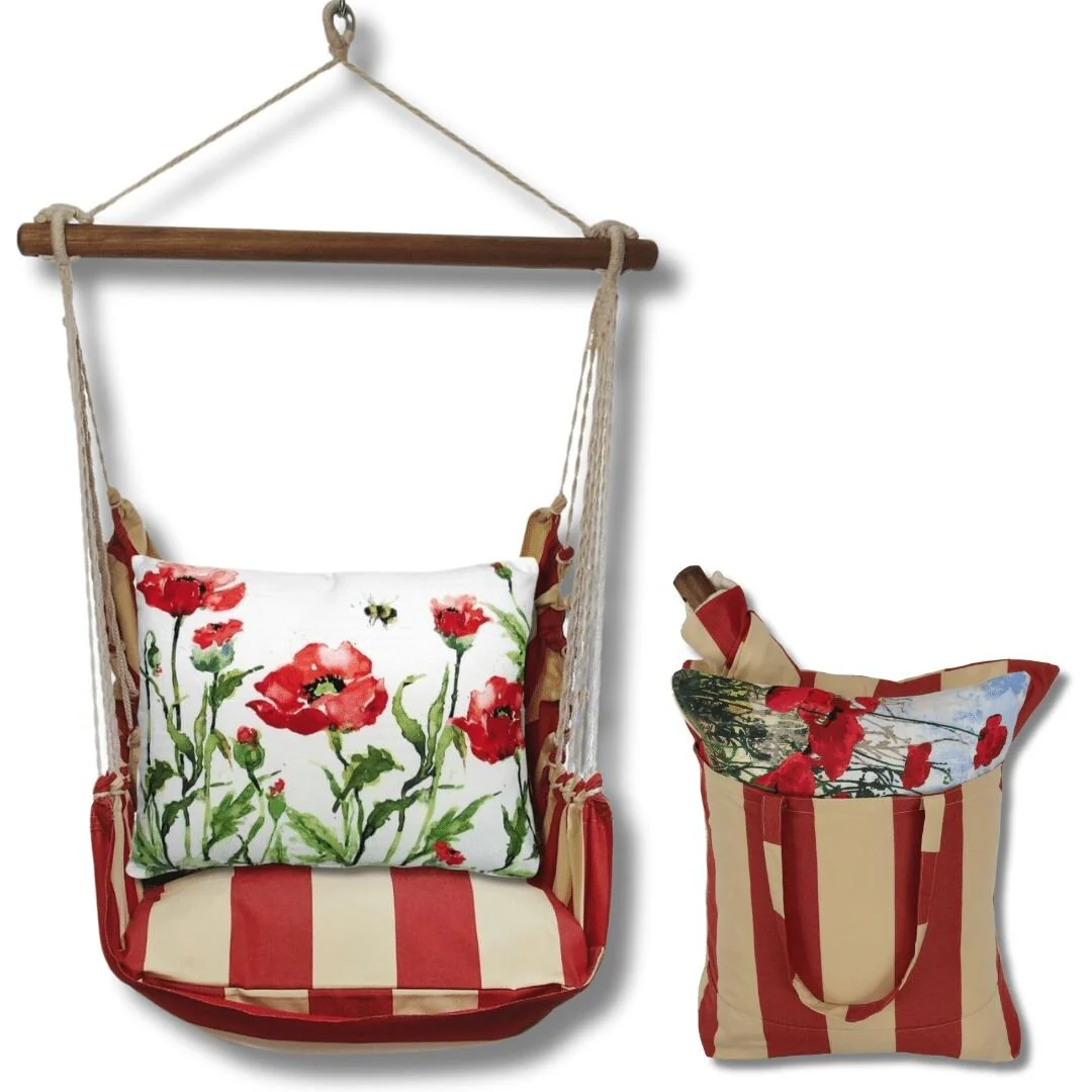 Magnolia Casual Swing Set 4 piece - Americana Stripe w/ Poppies & Bee