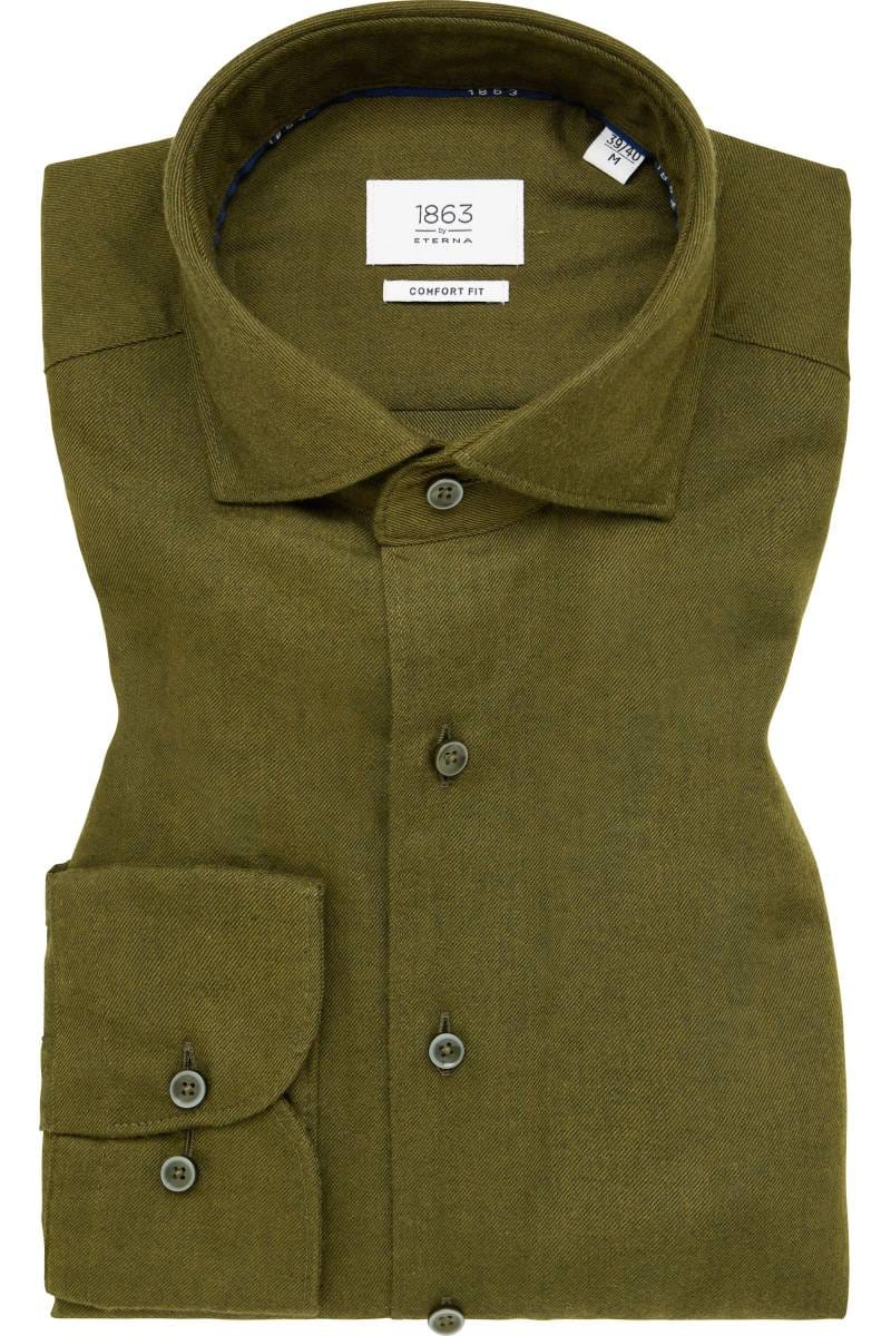ETERNA 1863 Comfort Fit Flanellhemd grün, Einfarbig