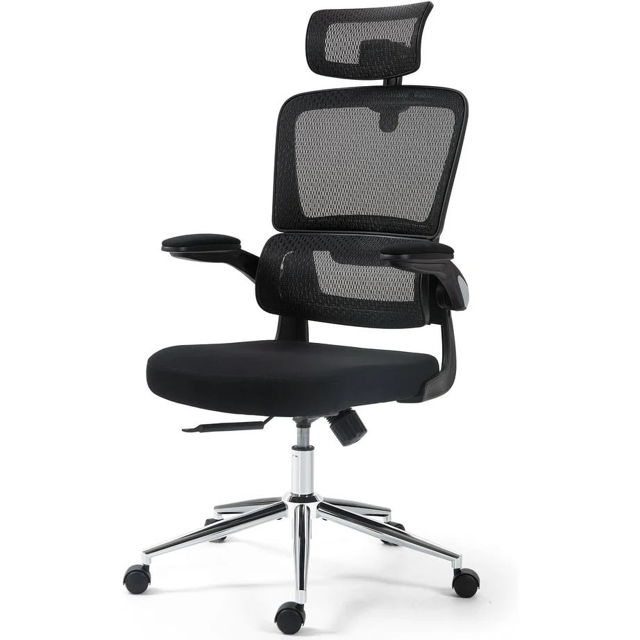 Home Office Chair, Ergonomic Desk Chair Mesh Computer Chair High-Back Executive Chair with Adjustable Headrest, Flip-up Armrests