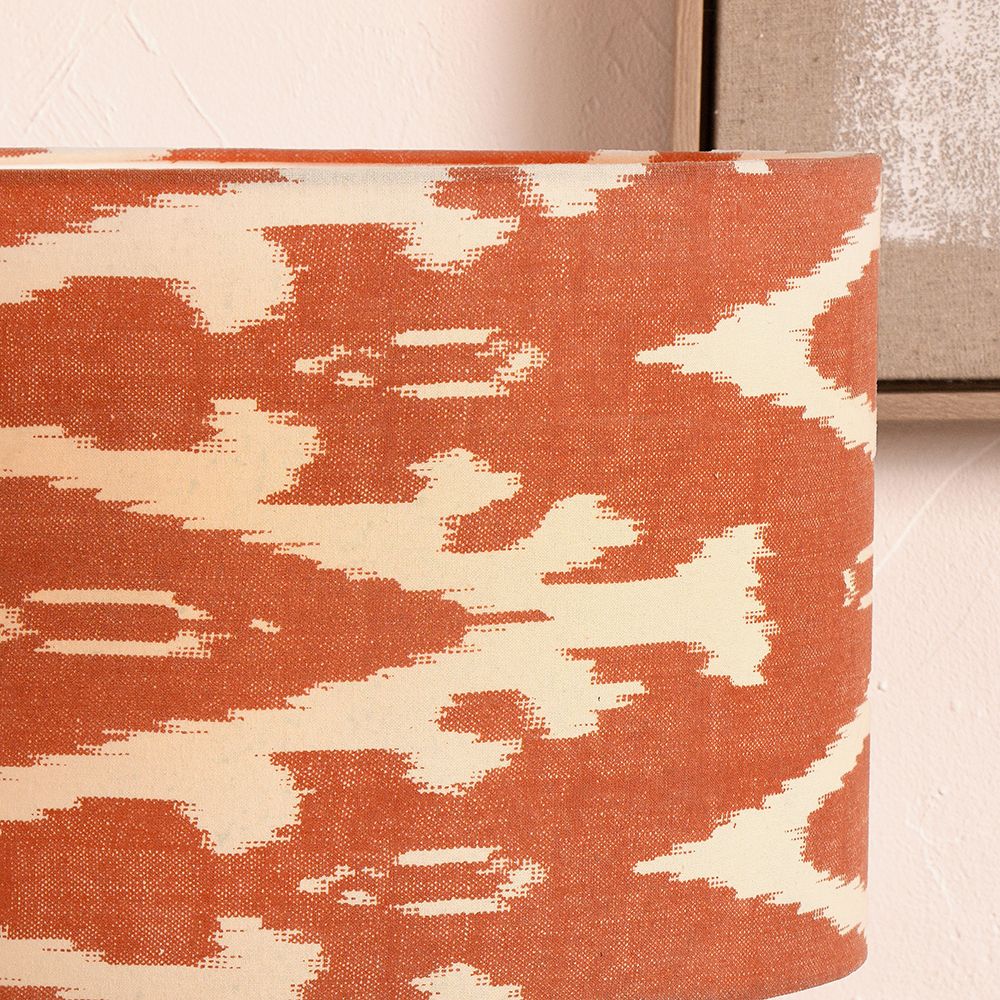 Ruma Orange Ikat Patterned Cylinder Lampshade for Table Lamps