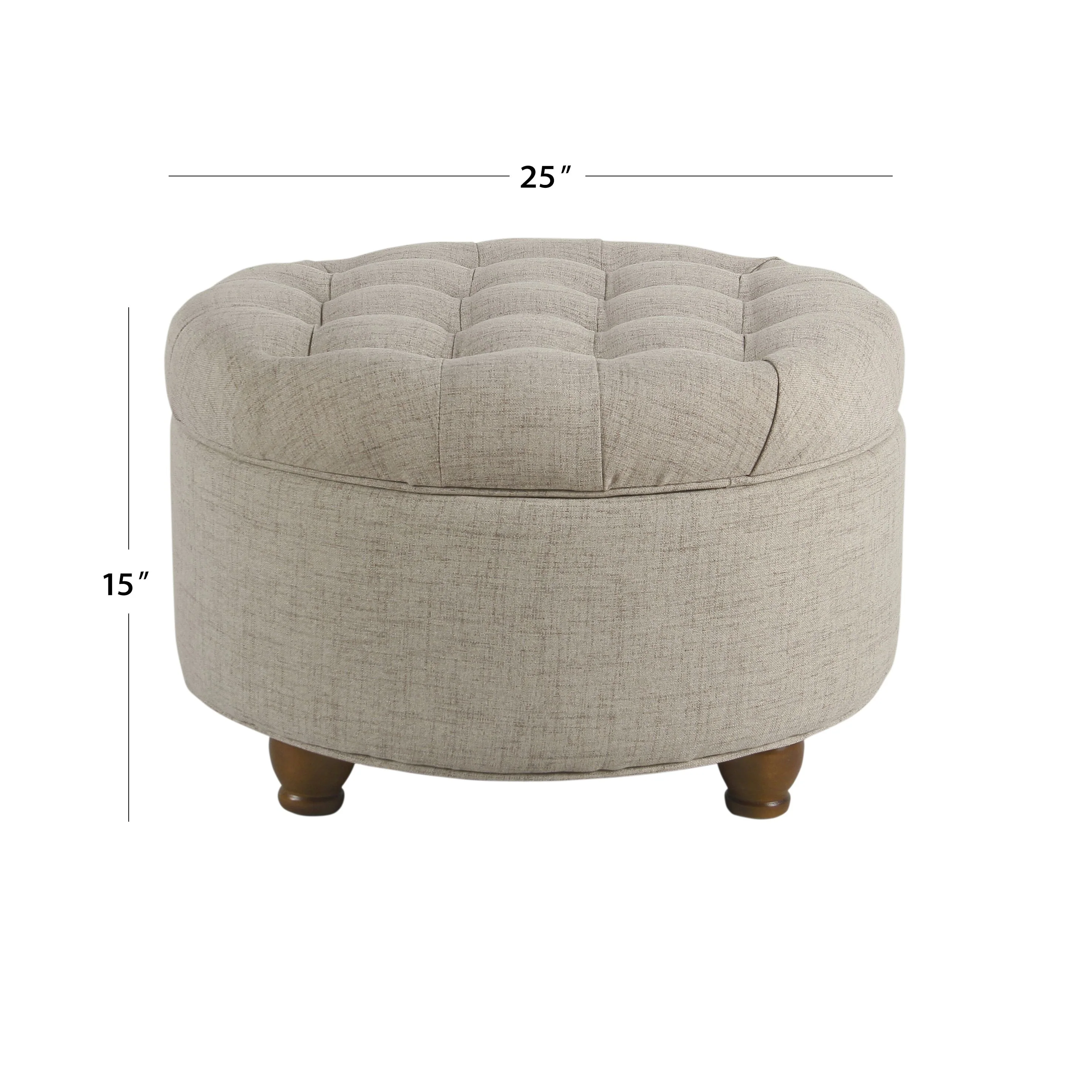 Copper Grove Lamentin Light Tan Tufted Round Storage Ottoman