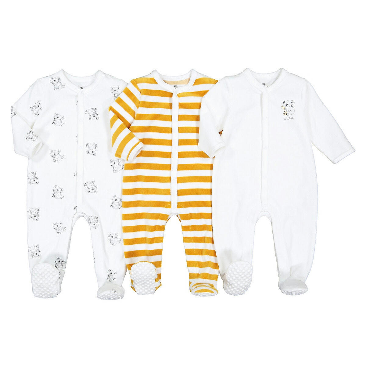 Lot de 3 pyjamas 1 pièce en velours