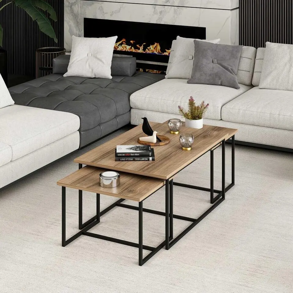 Levada Bijzettafel (3 stuks) - 100% MELAMINE - Walnoot